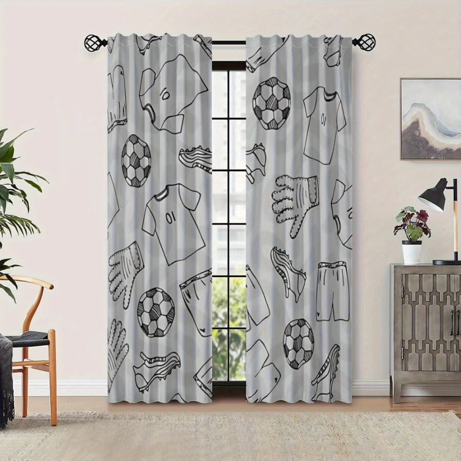 2PCS Cortinas Impressas Digita - Sports Equipment In French avaliação e preço