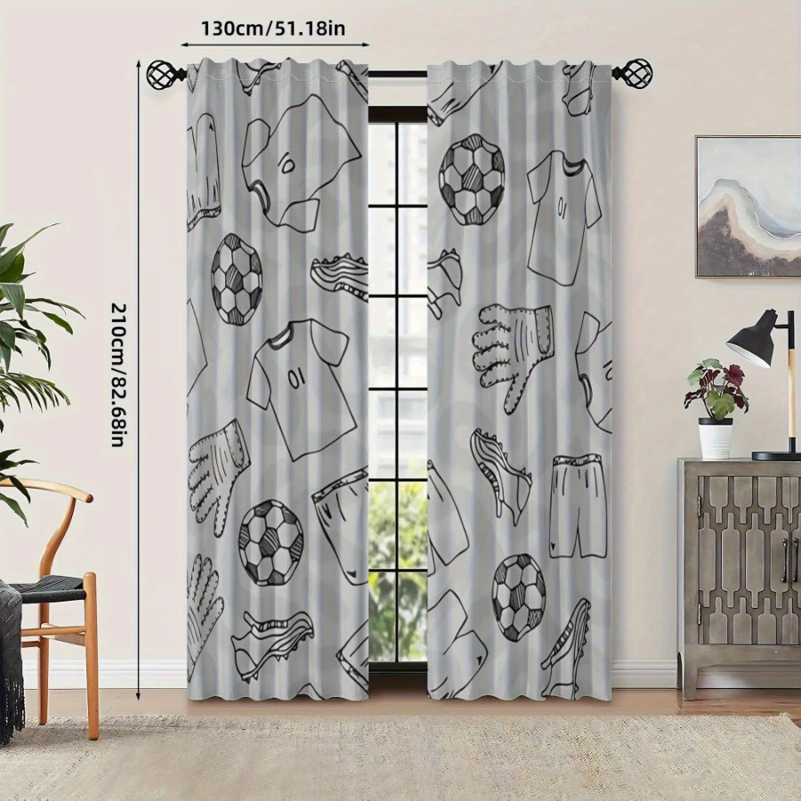 2PCS Cortinas Impressas Digita - Sports Equipment In French avaliação e preço